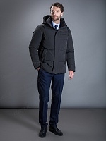 Пуховик мужской цвета графит с капюшоном модель № 812W меха малина