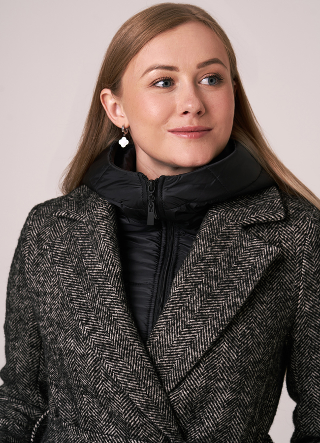 Пальто с отделкой из текстиля модель № 434 универмаг малина