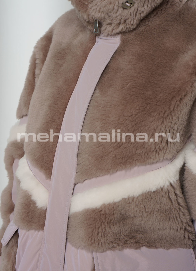 Комбинированный пуховик с капюшоном на молнии модель № П-367 в рассрочку