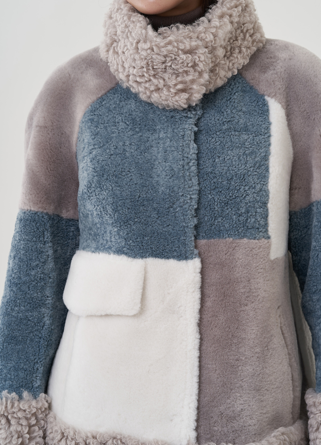 Куртка мультиколор из овечьей шерсти модель № 25415 универмаг малина