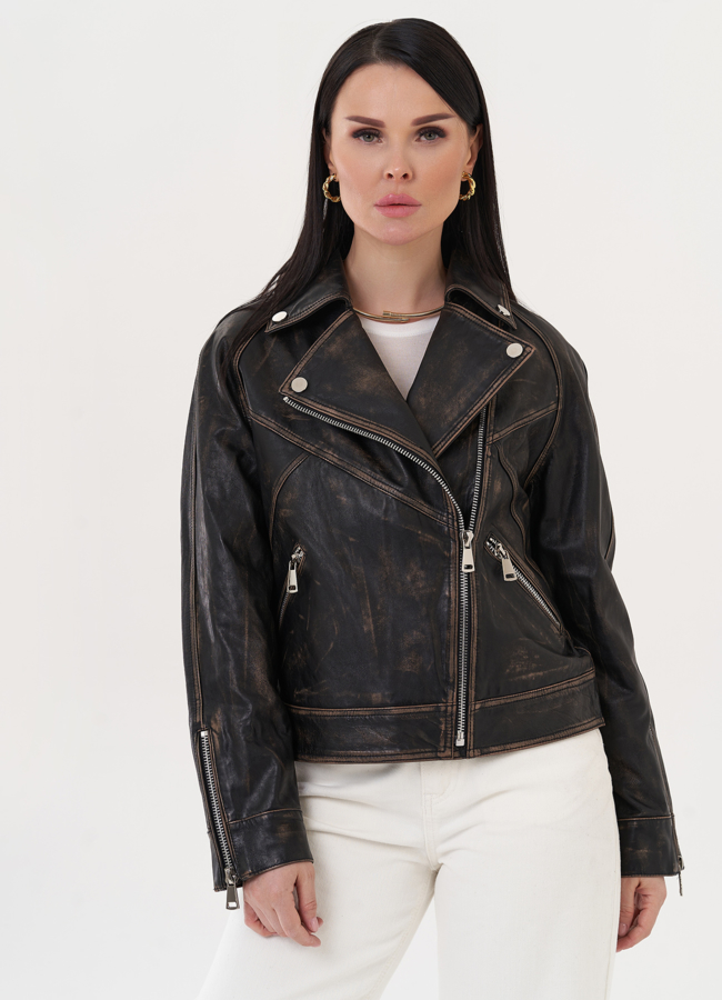 фото Куртка из натуральной кожи под винтаж модель № 26715