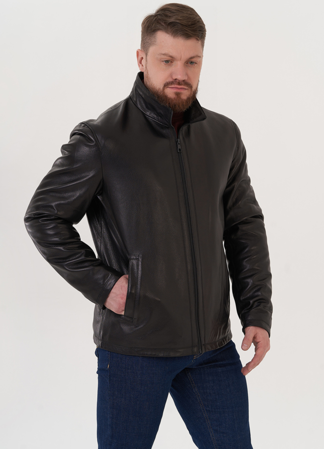 Куртка из натуральной кожи черного цвета модель № 26922 в кредит