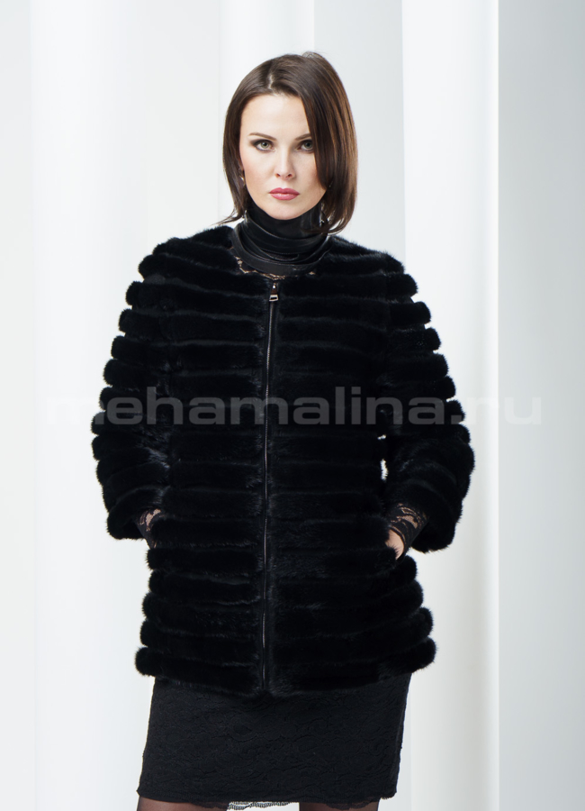 Жакет женский из норки модель № M-37 меха малина
