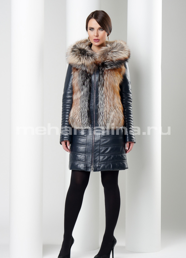Пуховик кожаный модель № П-147 в рассрочку