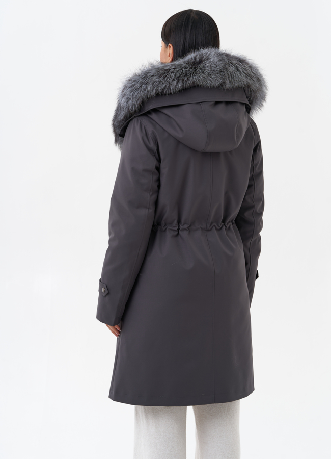 Парка женская с отделкой из меха чернобурки модель № 29188 универмаг малина