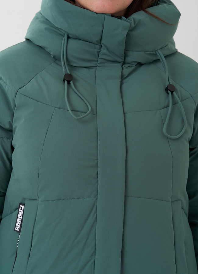 Женский пуховик с капюшоном  модель № 24952 универмаг малина