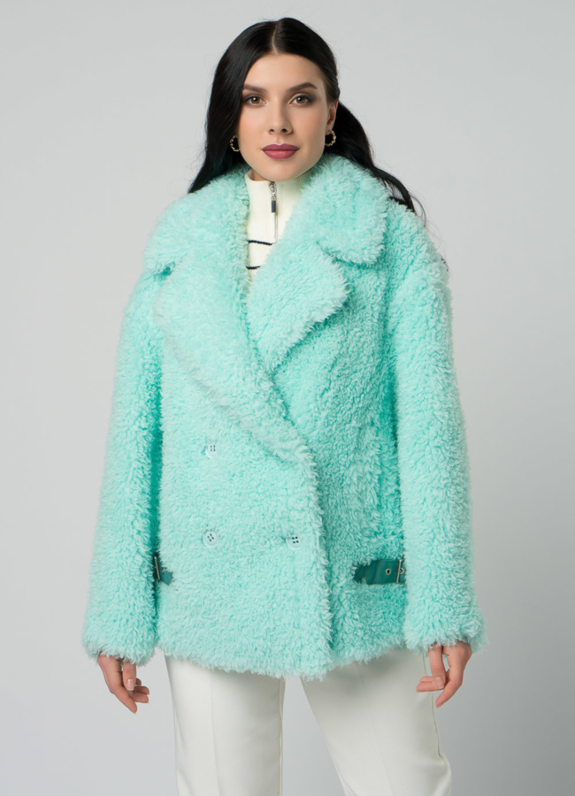 Куртка из эко меха в голубом цвете модель № 21997 меха малина