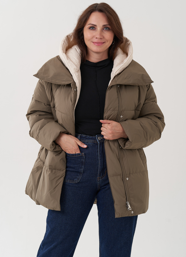 Женский пуховик с капюшоном  модель № 25565 в рассрочку