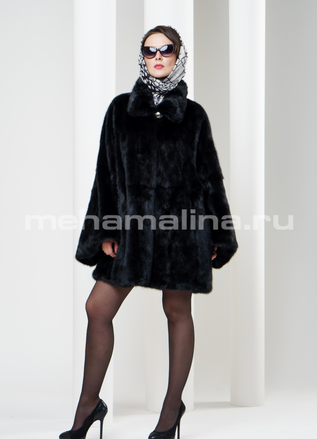 Манто из норки, воротник стойка модель № S-283 меха малина Манто из норки, воротник стойка модель № S-283 меха малина