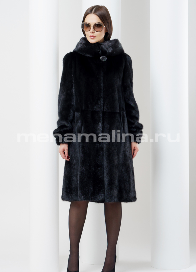 Норковая шуба с капюшоном модель № S-482 в рассрочку