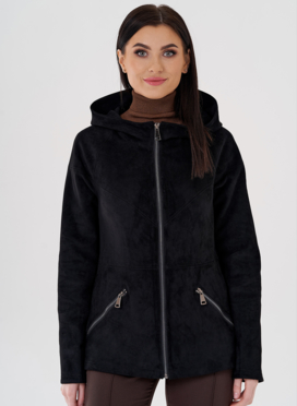 Куртка из эко замши с капюшоном