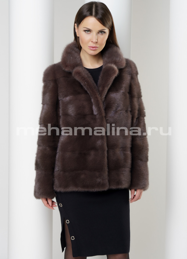 Норковая шуба модель № S-591 меха малина