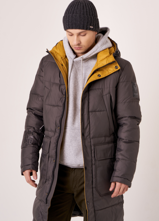 шапка мужская в цвете антрацит модель № MMH 10971 меха малина