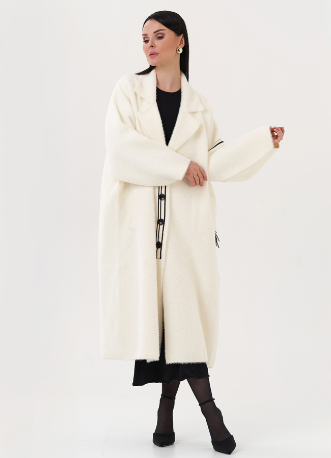 Кардиган из акрила с английским воротником модель № 22477 меха малина