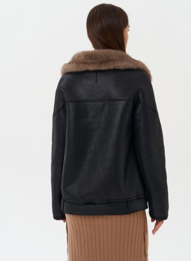 Дубленка из эко кожи черного цвета