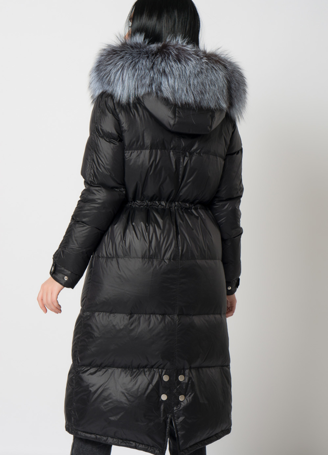 Парка - пуховик с мехом чернобурки модель № 75732 в кредит