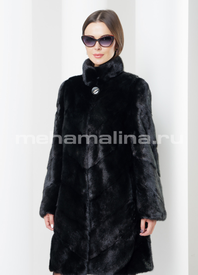 фото Норковая шуба черного цвета модель № S-437
