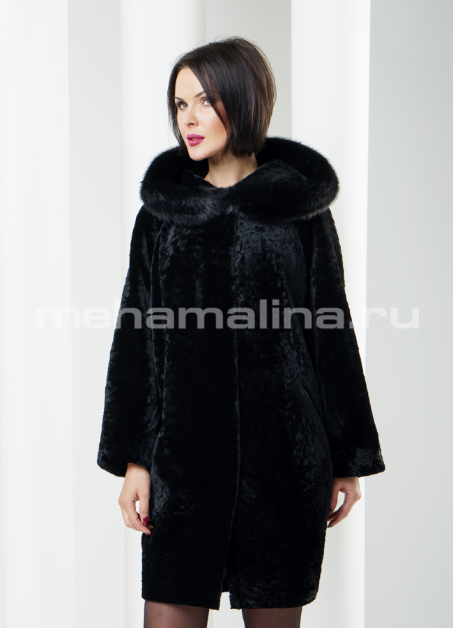 фото Шуба астраган с норкой, прямой силуэт модель № S-210