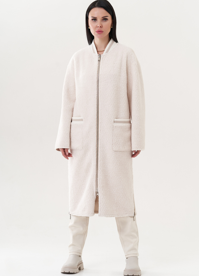 Светлая двухсторонняя эко дубленка 