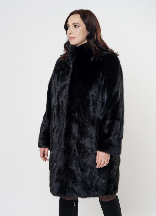 Шуба из норки черного цвета модель № S-1006 универмаг малина