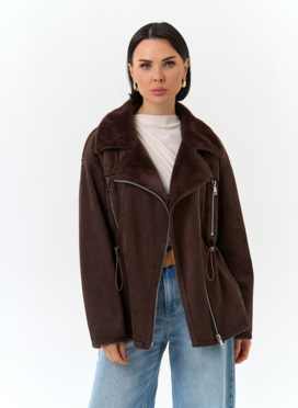 Женская дубленка из эко замши