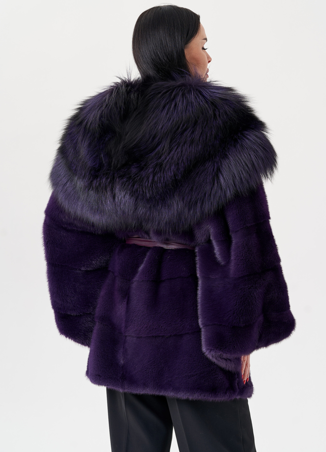 Норковая шуба фиолетового цвета модель № 1600 универмаг малина