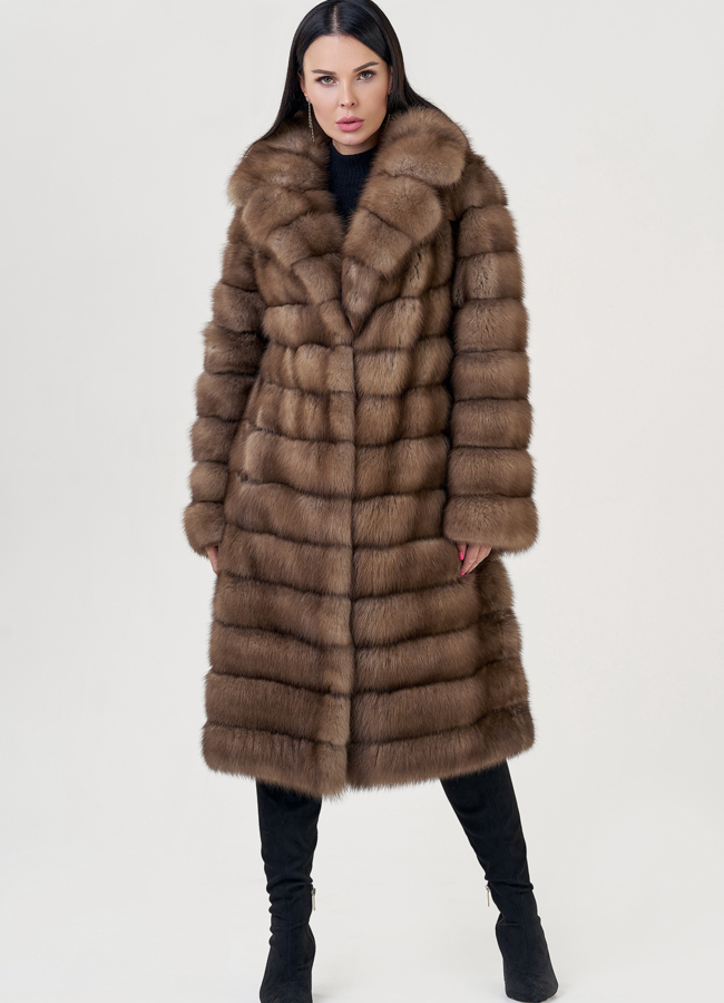 Длинная шуба из куницы модель № 78935 универмаг малина