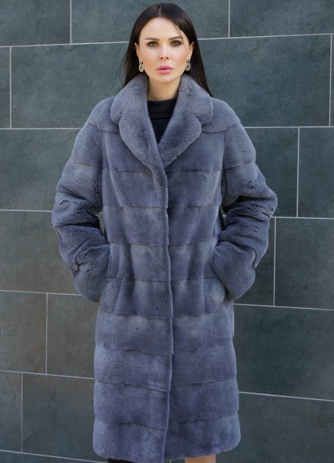 Норковая шуба из скандинавской норки с поясом модель № 18560 универмаг малина