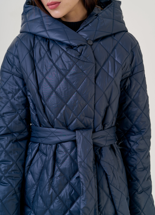 Женское утепленное пальто с капюшоном  модель № 23276 универмаг малина