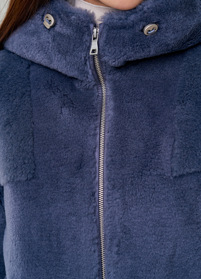 Женское пальто из шерсти с капюшоном модель № 19082 в кредит