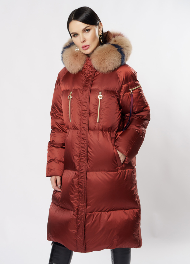 Пуховик Florence Mode красного цвета модель № 19СА-14 в кредит