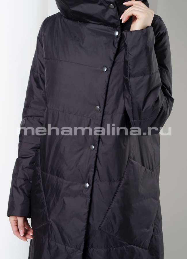 Утепленное пальто с капюшоном модель № 117 универмаг малина