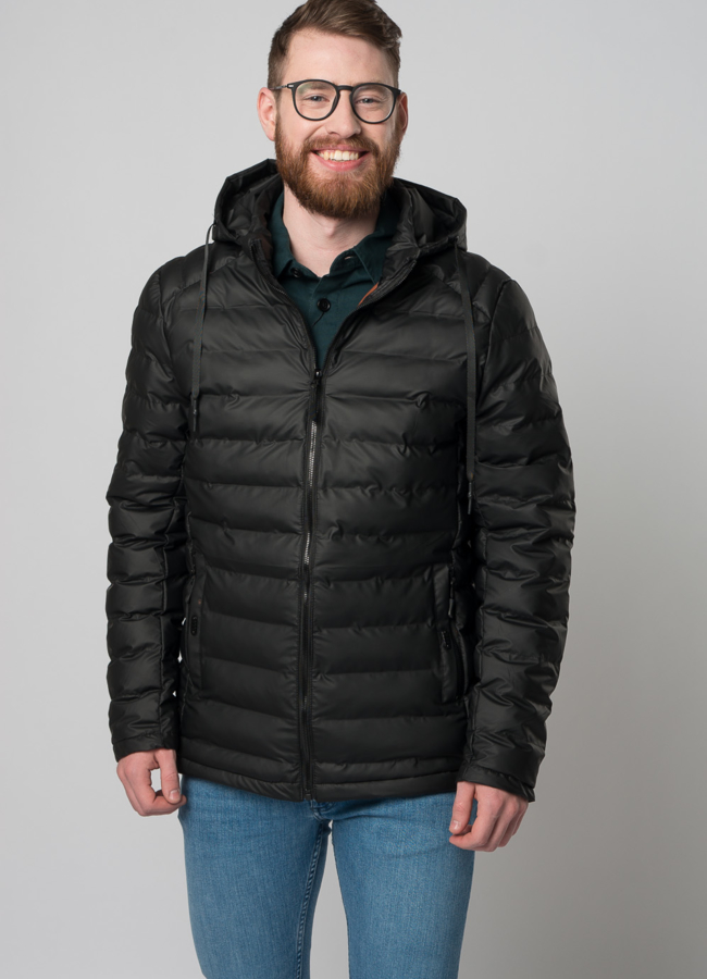 Мужская куртка со съемным капюшоном модель № EM22-39 меха малина