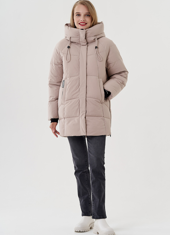 Женское полупальто пуховик модель № 81348 меха малина