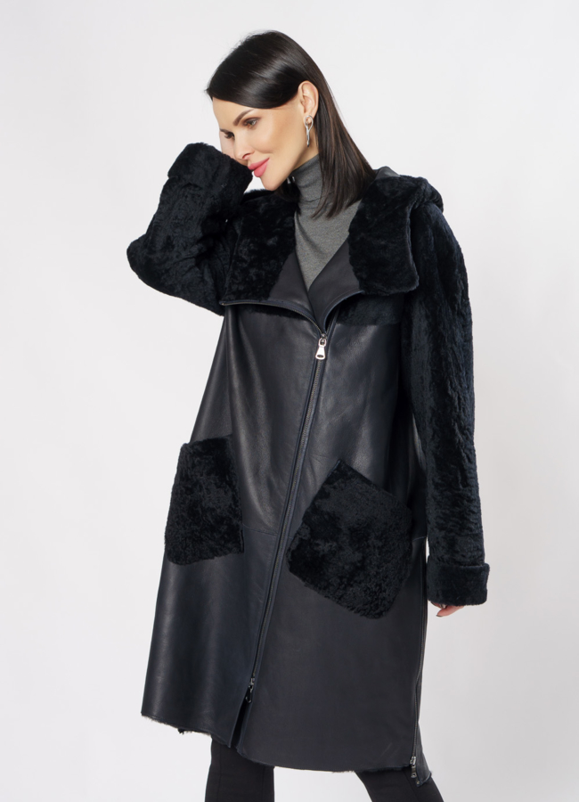 Дубленка на молнии с капюшоном модель № 3566-97 универмаг малина