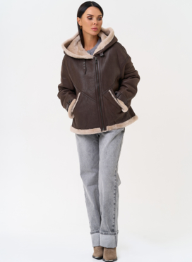 Натуральная дубленка с капюшоном