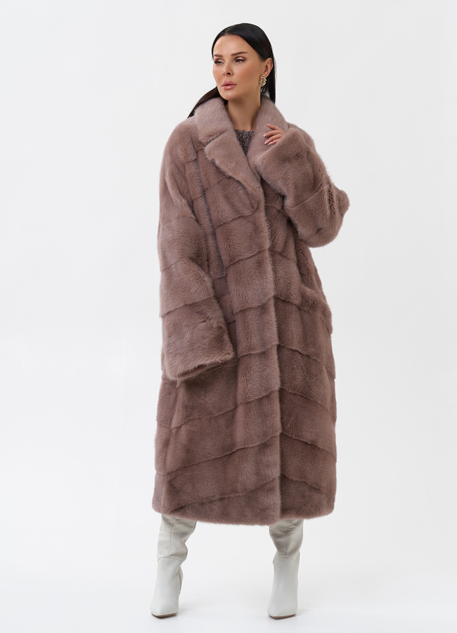 Норковая шуба пудрового цвета модель № 29256 универмаг малина