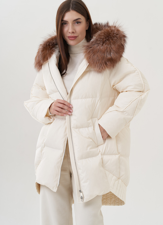 Женский пуховик средней длины модель № 25727 универмаг малина