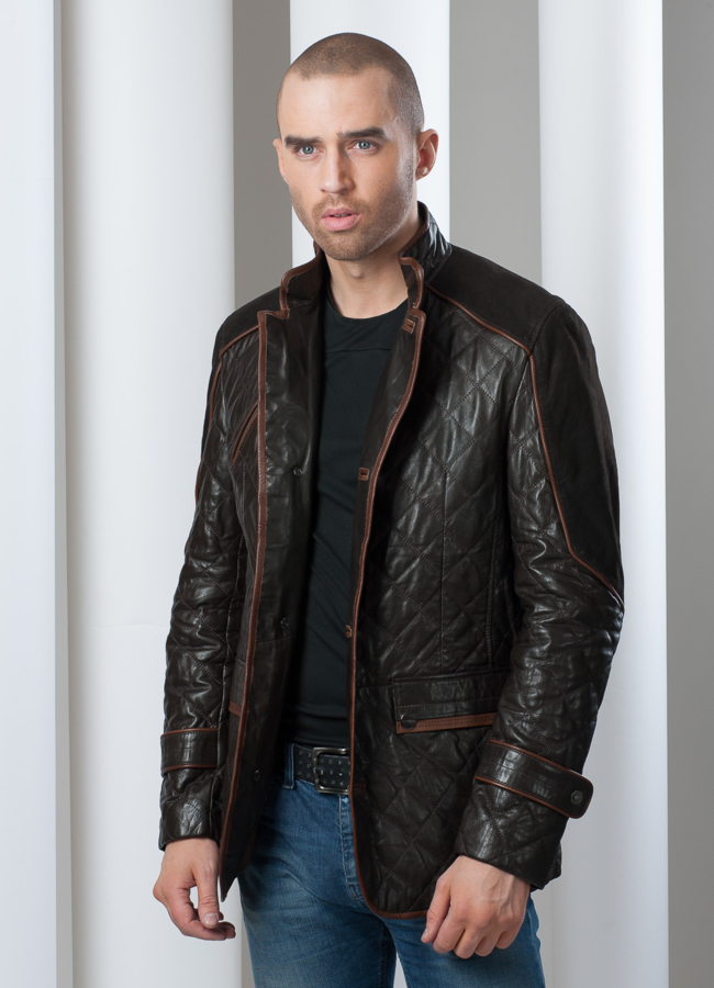 фото Куртка кожаная на пуговицах London Brown модель № KP-32