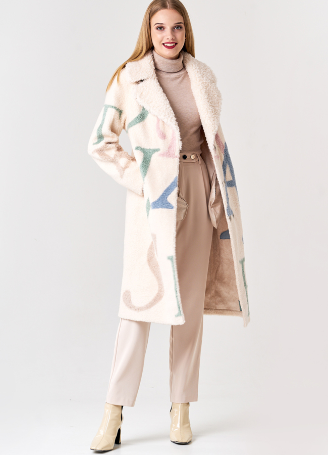 Двустороннее пальто из шерсти модель № 21130 меха малина