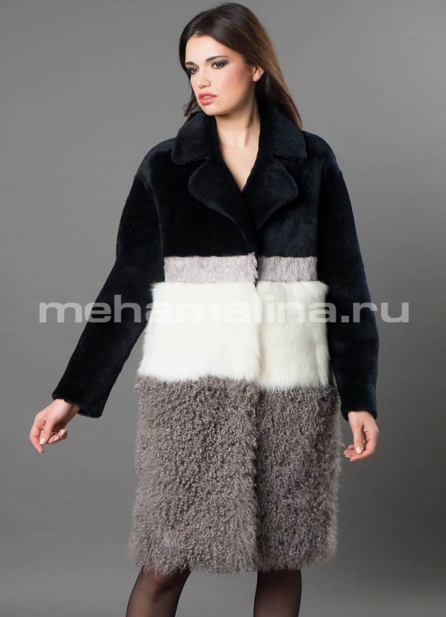 Дубленка Punto из овчины merino модель № 3347 универмаг малина