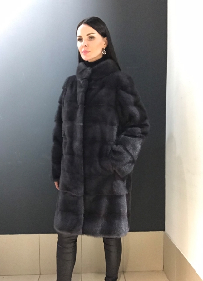 фото Норковая шуба в цвете графит модель № 17321