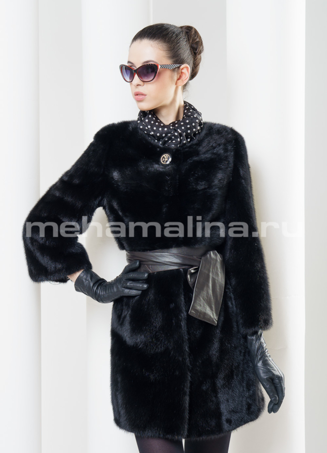 Норковая шуба черного цвета модель № S-340 универмаг малина
