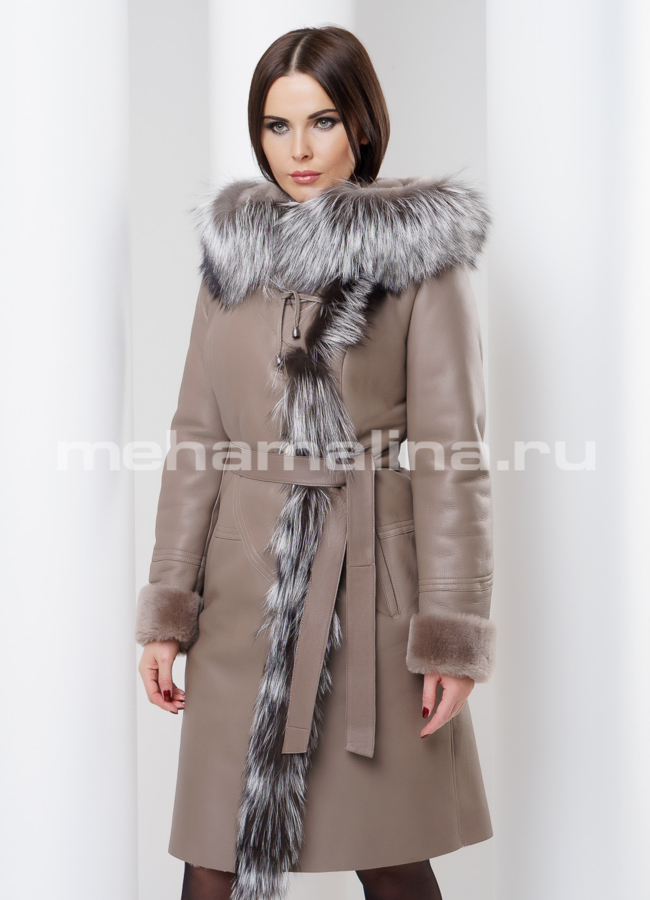 фото Дубленка с капюшоном модель № D-155