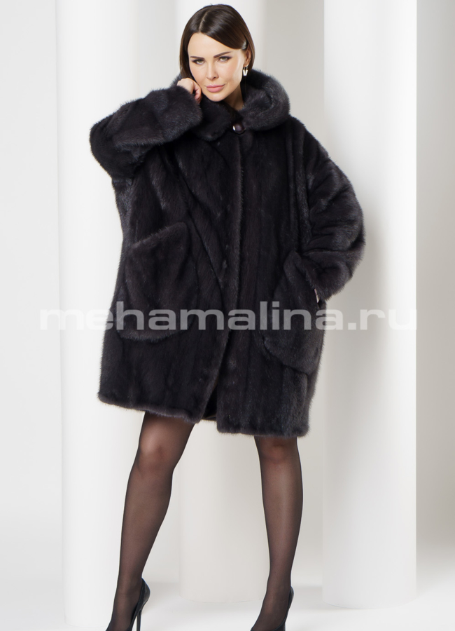 Шуба из норки oversize модель № S-691 универмаг малина