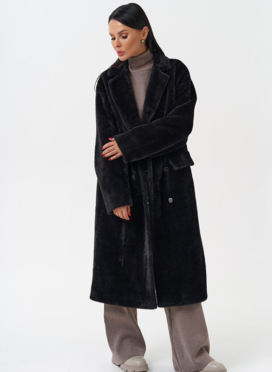 Женское ворсовое пальто с капюшоном