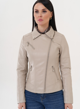 Куртка из эко кожи с отложным воротником