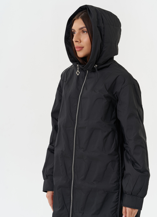 Демисезонное пальто с капюшоном модель № 27880 универмаг малина