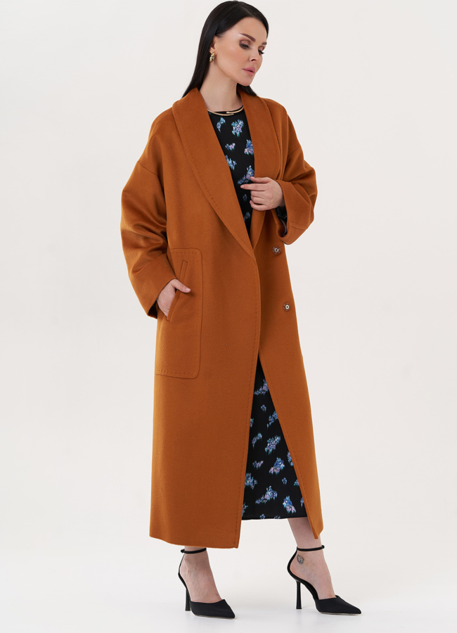 Длинное пальто с воротником шаль модель № 27101 универмаг малина Длинное пальто с воротником шаль модель № 27101 универмаг малина