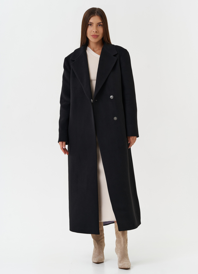 Женское длинное пальто с английским воротником модель № 28088 универмаг малина